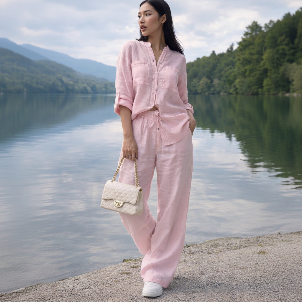 Women's Linen and Cotton Set – Shirt and Palazzo Trousers | Lynoro