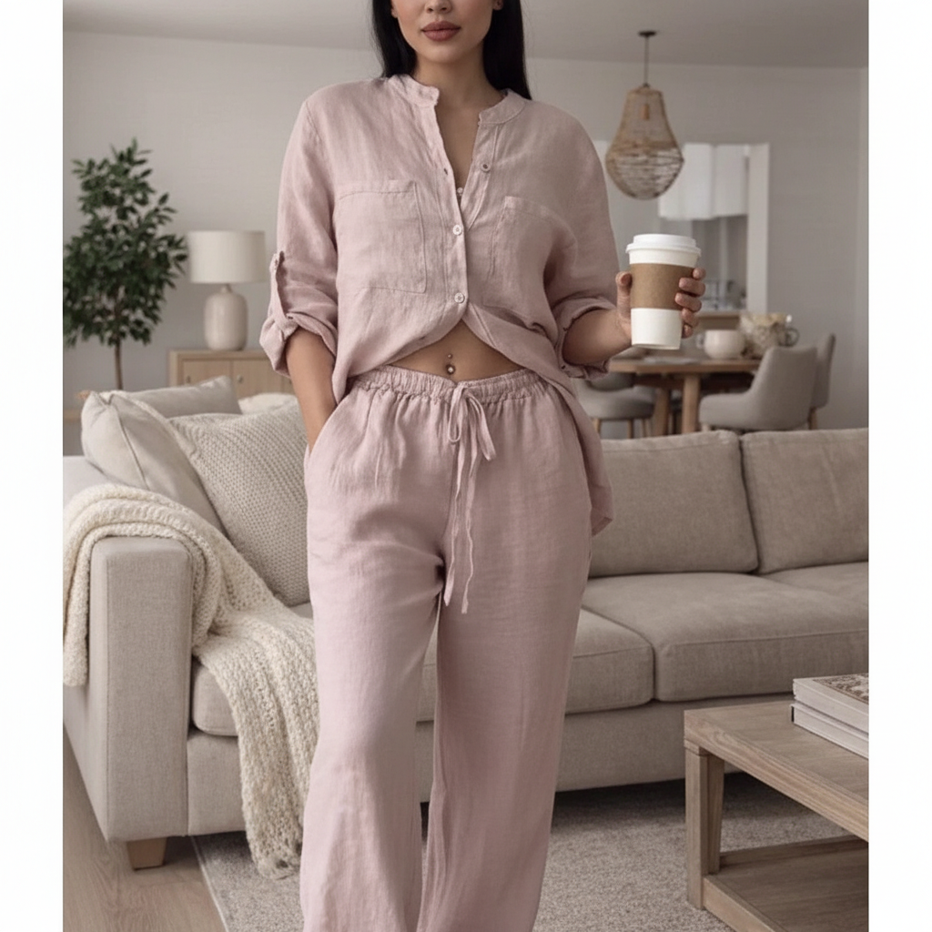 Women's Linen and Cotton Set – Shirt and Palazzo Trousers | Lynoro