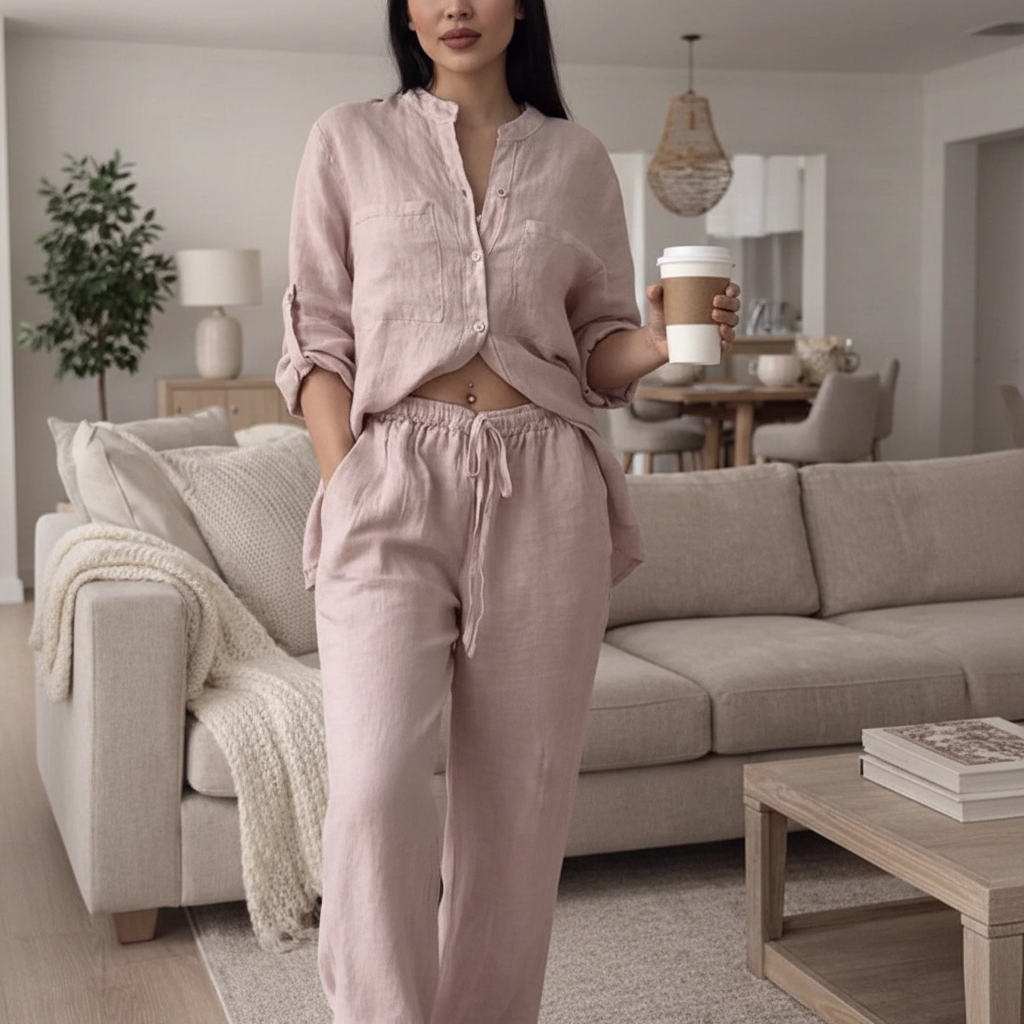 Women's Linen and Cotton Set – Shirt and Palazzo Trousers | Lynoro
