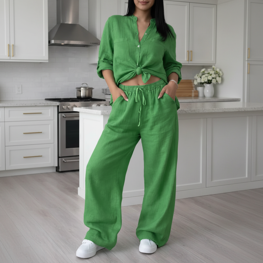 Women's Linen and Cotton Set – Shirt and Palazzo Trousers | Lynoro
