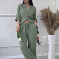 Women's Linen and Cotton Set – Shirt and Palazzo Trousers | Lynoro