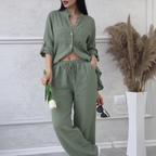 Women's Linen and Cotton Set – Shirt and Palazzo Trousers | Lynoro
