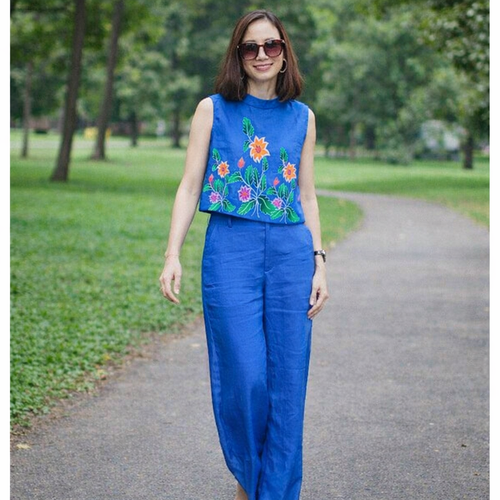 Completo Donna 2 Pezzi - Top Senza Maniche Stampa Floreale e Pantaloni Estate