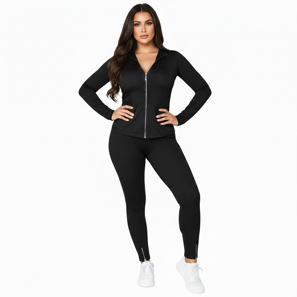 Women's Plus Size Tracksuit - Zip Hoodie and Leggings
