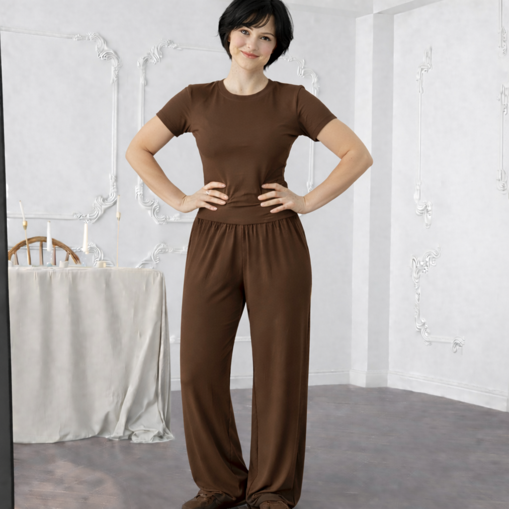 Women's 2-Piece Set – Top and Wide-Leg Pants