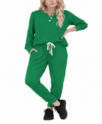 Women's Casual Sportswear Set with Pockets and Buttons