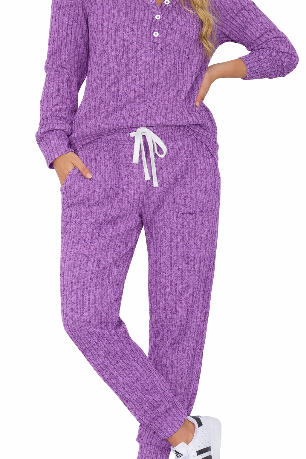 Women's Casual Sportswear Set with Pockets and Buttons