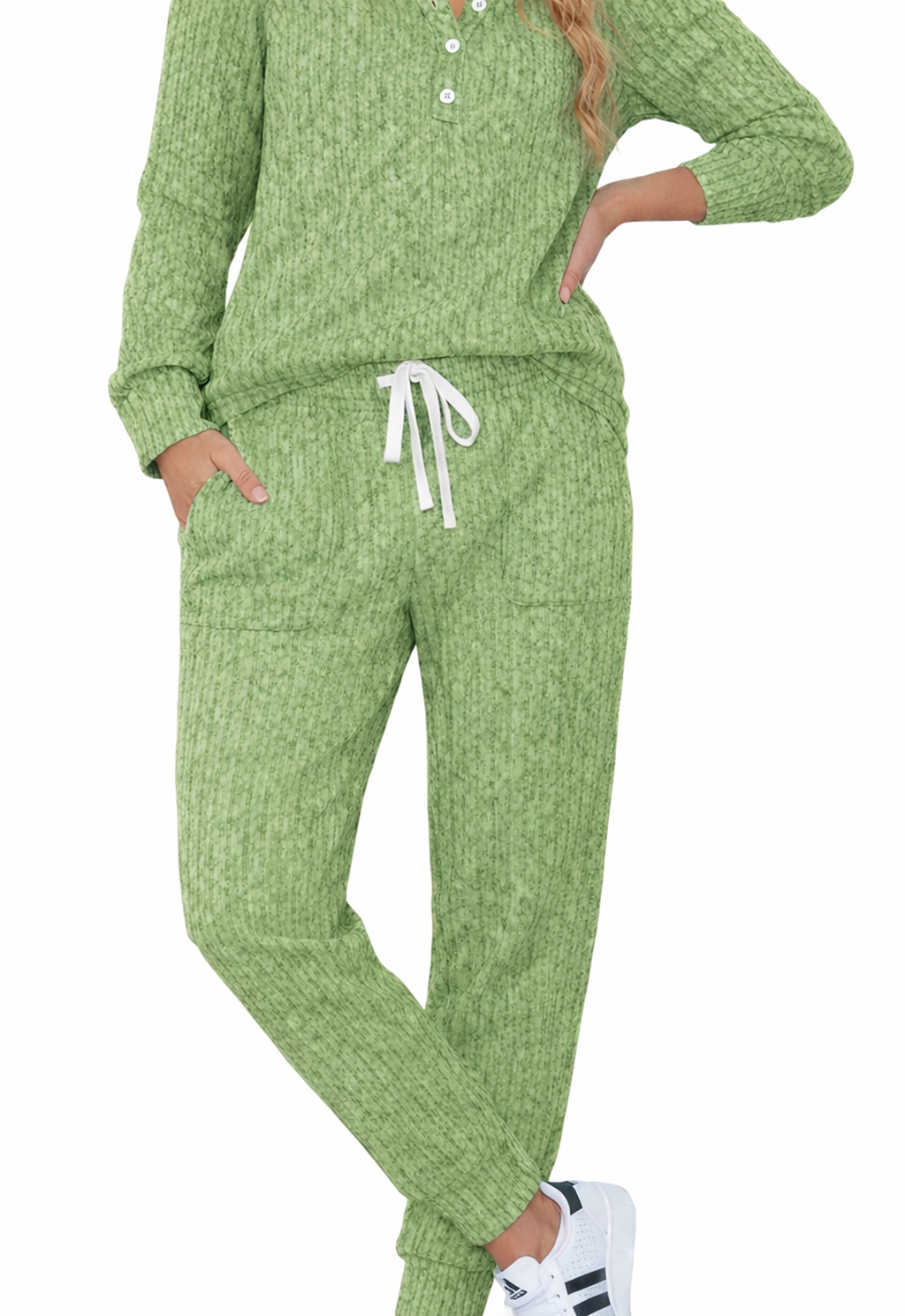 Women's Casual Sportswear Set with Pockets and Buttons