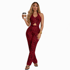 Women's 2-Piece Set – Leopard Print Top and Long Pants | Lynoro