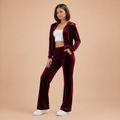 Women's Velvet Sportswear Set – Zip-Up Sweatshirt and Flare Pants | Lynoro