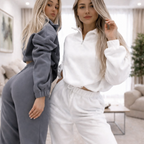 Women's High Neck Zip Sweatshirt Set – 2 Piece Casual Outfit | Lynoro