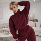 Women's High Neck Zip Sweatshirt Set – 2 Piece Casual Outfit | Lynoro