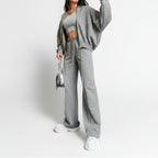 Completo Business Casual Donna 2 Pezzi - Cardigan Zip e Pantaloni Lunghi