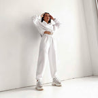 Women's High Neck Zip Sweatshirt Set – 2 Piece Casual Outfit | Lynoro
