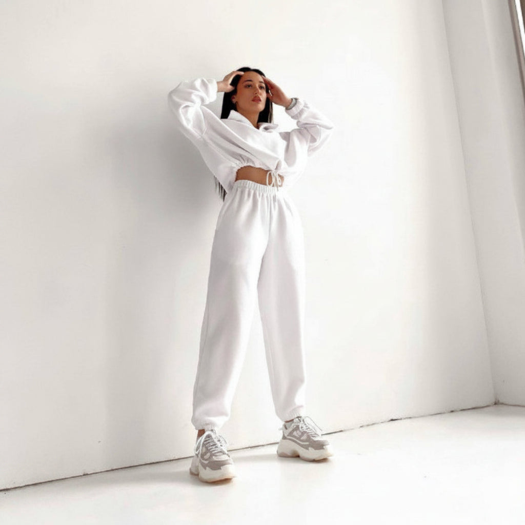 Women's High Neck Zip Sweatshirt Set – 2 Piece Casual Outfit | Lynoro