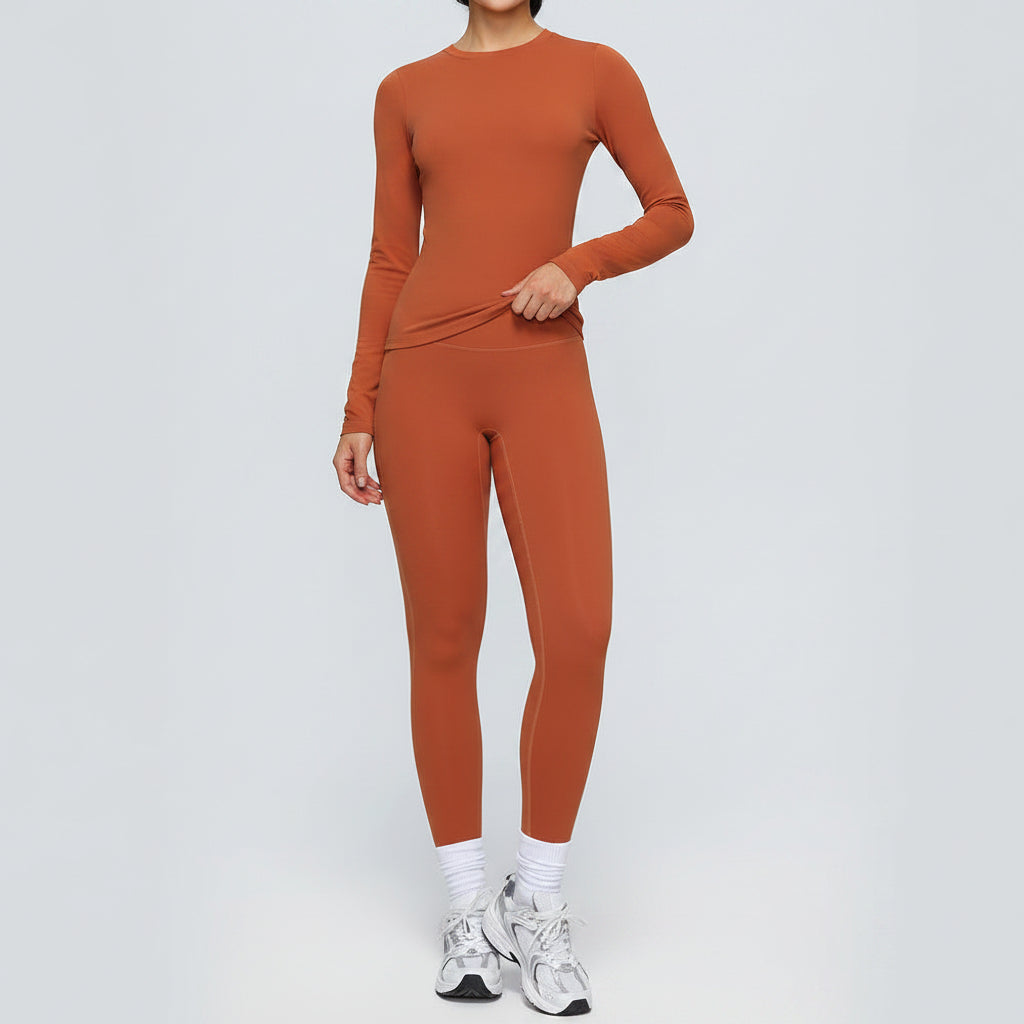 Women's Fitted Sports Set – Long Sleeve Top and Leggings