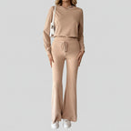 Women's 2-Piece Khaki Set - Hoodie and Pants Autumn Winter