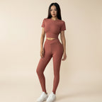 Completo Donna 2 Pezzi - Top Maniche Corte Aderente e Pantaloni Lunghi