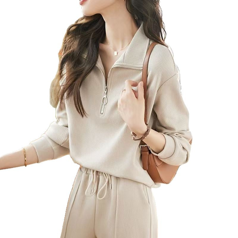 Women's Casual Sportswear Set – Zip-Up Sweatshirt and Pants