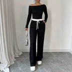 Women's 2-Piece T-shirt and Wide-Leg Pants Set Casual Chic