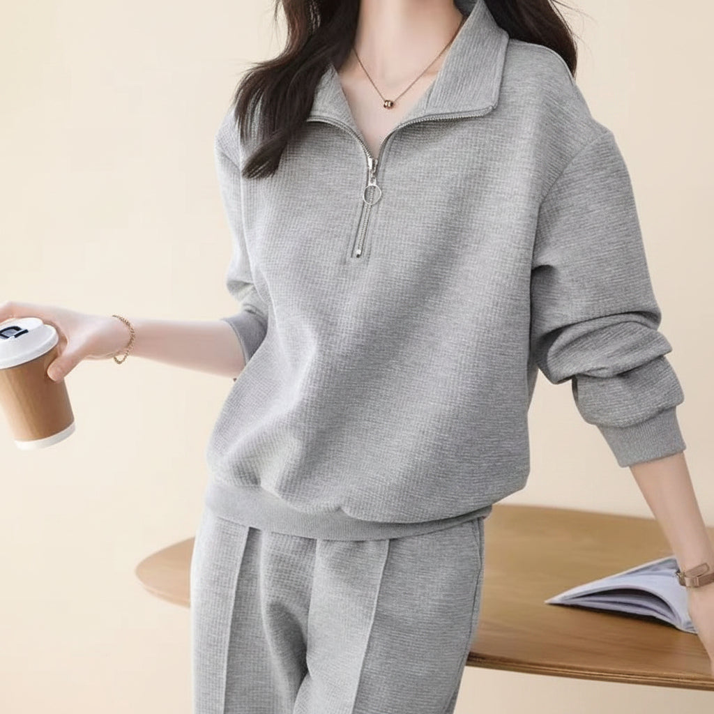 Women's Casual Sportswear Set – Zip-Up Sweatshirt and Pants