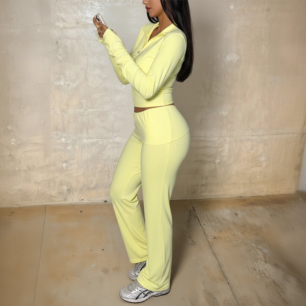 Women's Yoga Set - Long Sleeve Jacket and Tight Leggings