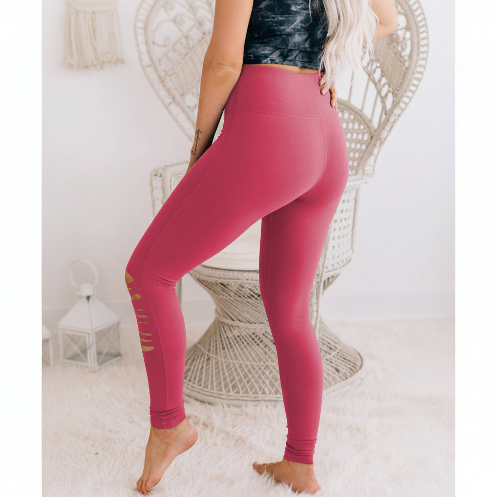 Women's High Waisted Leggings - Skinny Cut-Out Stretch