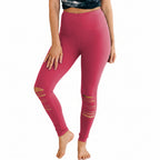Women's High Waisted Leggings - Skinny Cut-Out Stretch