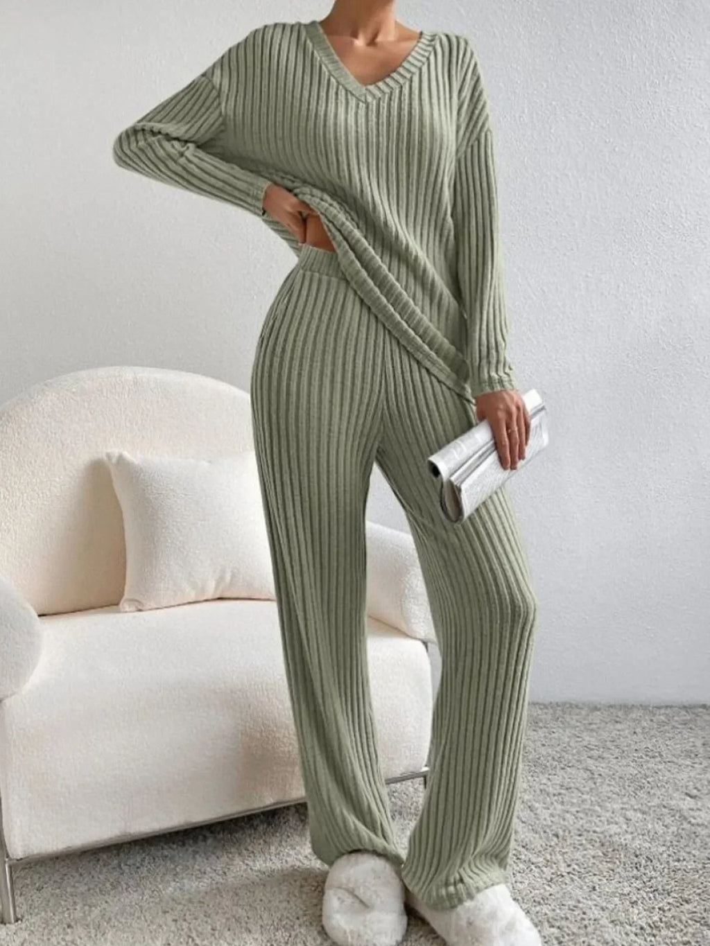 Completo donna texture costine knit