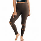 Women's High Waisted Leggings - Skinny Cut-Out Stretch