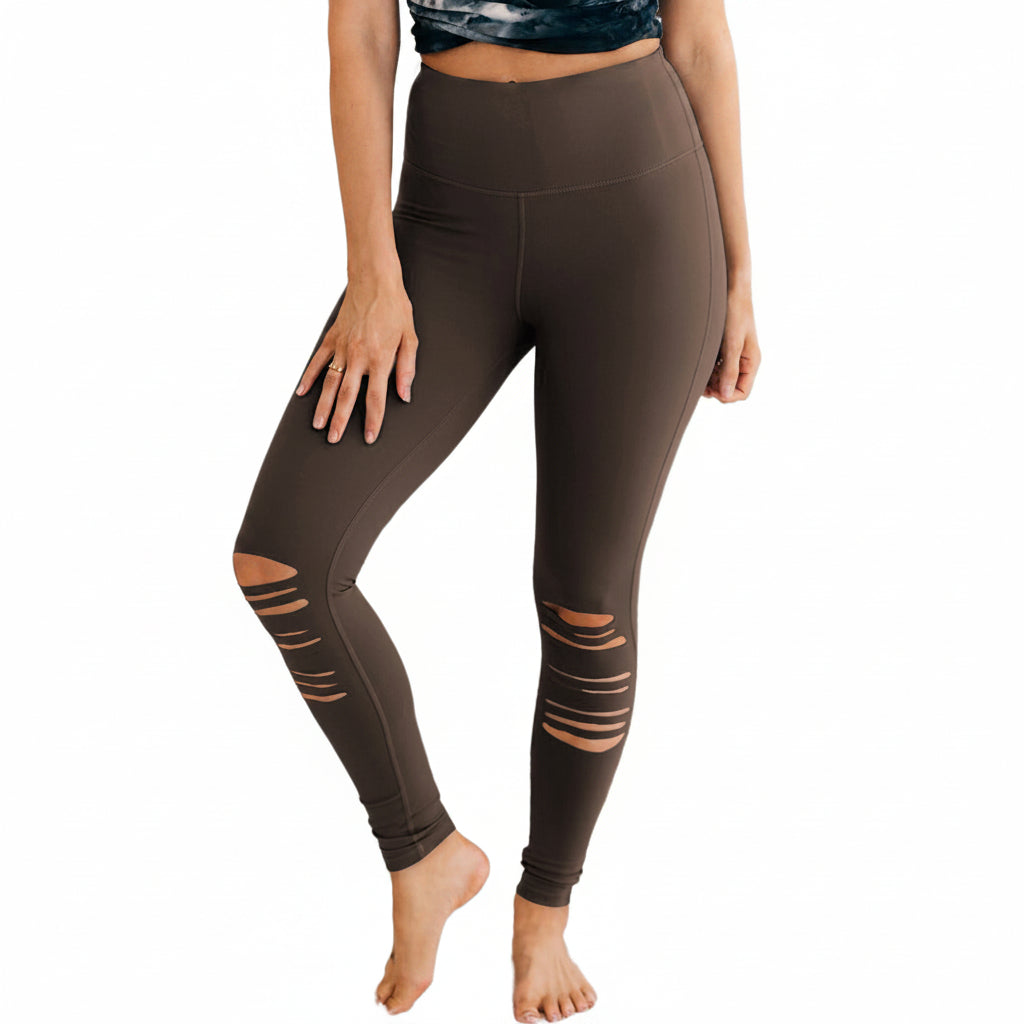 Women's High Waisted Leggings - Skinny Cut-Out Stretch
