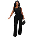 Jumpsuit donna senza spalline gamba larga - colore nero