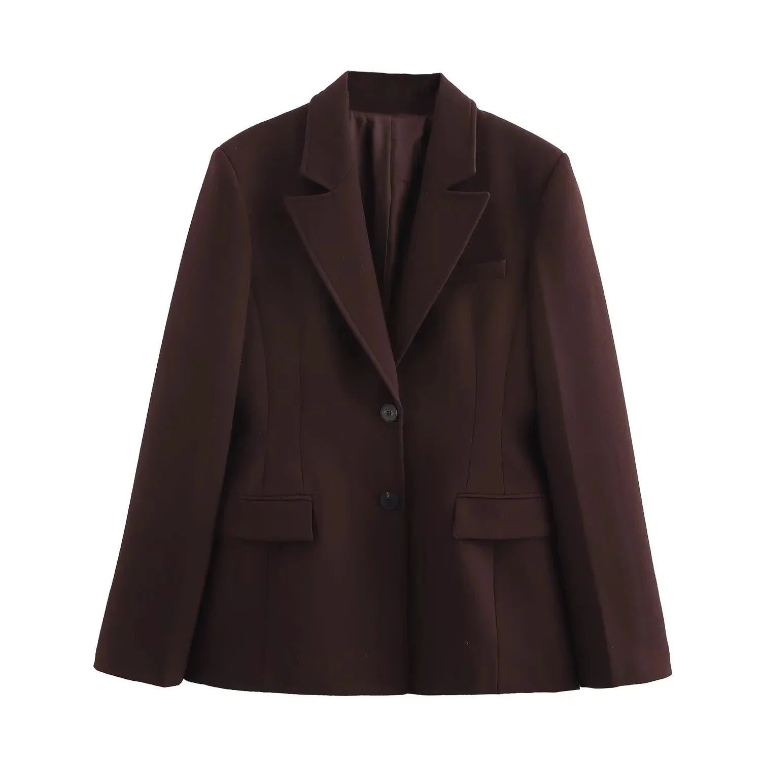 Giacca blazer donna caffe - bavero notched, single breasted, manica lunga, tasche