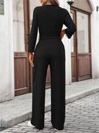 Jumpsuit donna nero vista posteriore - silhouette wide-leg