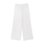 Pantaloni bianchi wide-leg con elastico in vita e coulisse - lunghezza alla caviglia